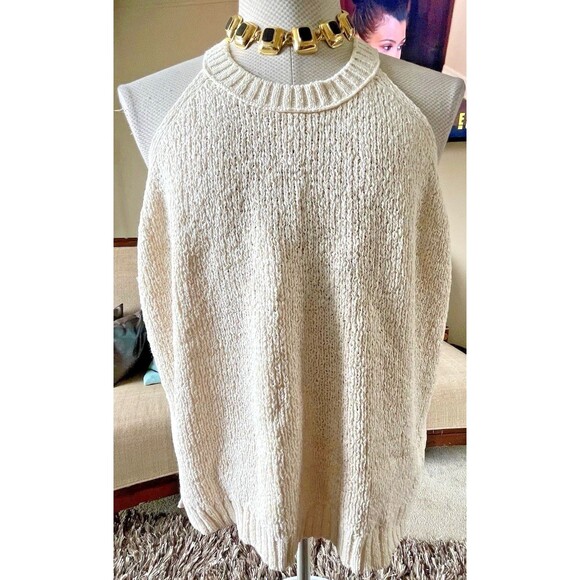 J. Crew Women's Size 3X Cream Sweater Vest Pullover Knit Sleeveless Top Preppy - Picture 3 of 12